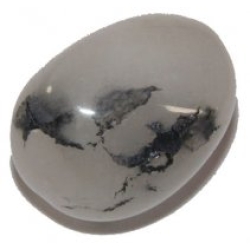 Milky Quartz with Galena tumble stone